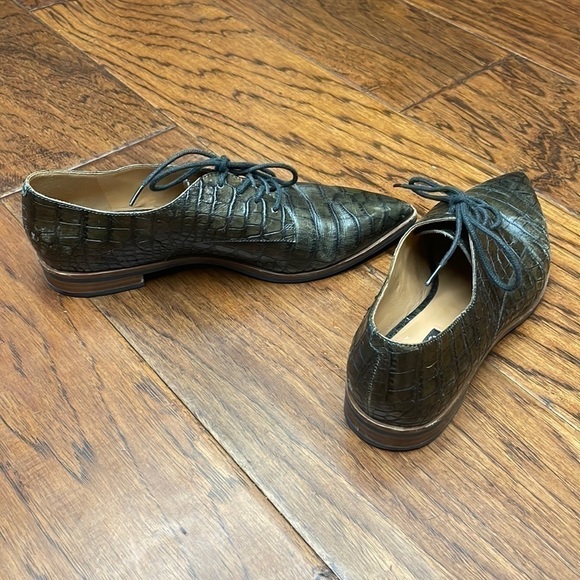 Ecco croc embossed leather pointed toe shoes - Picture 5 of 13